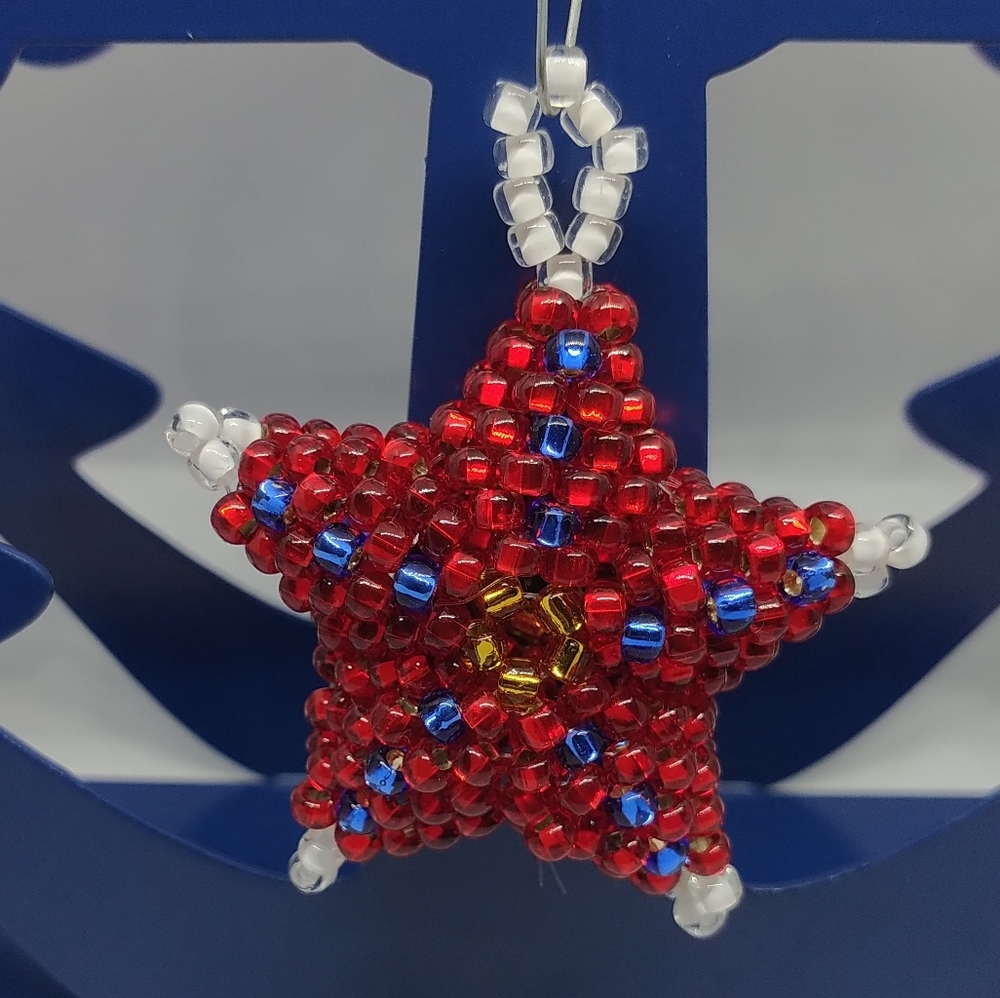 Handmade 3D Seed Bead Christmas Holiday Ornament